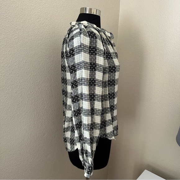 NWT Anthropologie Pilcro Wool Blend Breezy Plaid Button Up Shirt Yellow Black - Picture 8 of 16